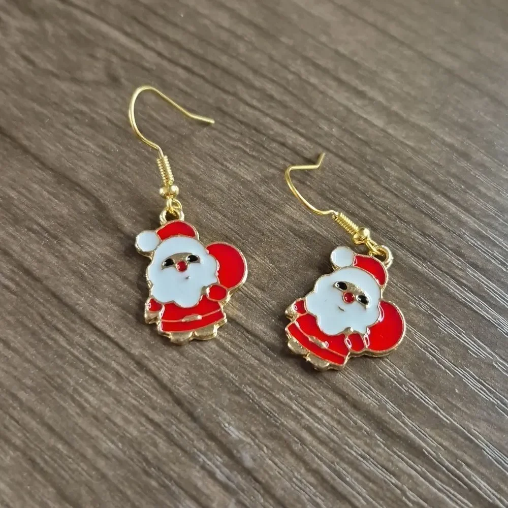 Festive Holiday Santa Full Body Earrings